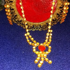 2 pc. Orange crystal necklace and earrings